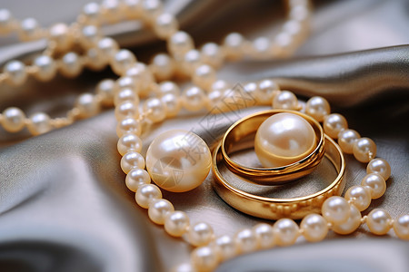 项链戒指华丽的珍珠首饰背景