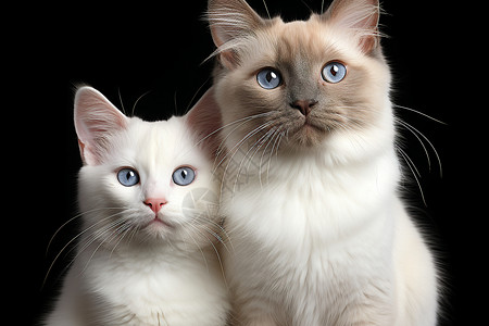 动物之眼两只蓝眼白猫背景