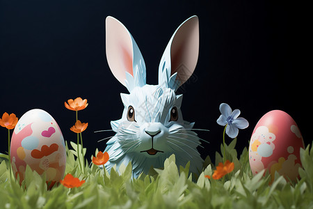 艺术彩蛋与兔子背景图片