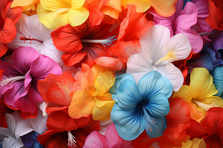一堆多彩的花朵背景图片