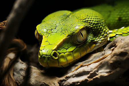 一条翠绿蛇爬行动物宠物蛇高清图片