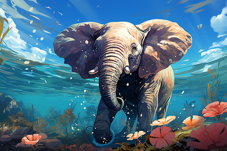 魔幻世界中的大象背景图片