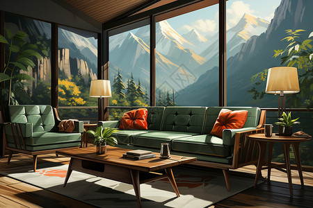 现代简约的室内家居场景背景图片