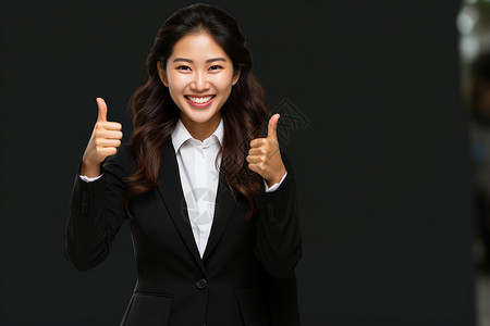 成功快乐的亚洲女商人背景图片