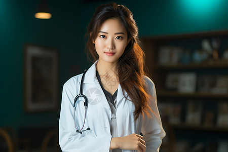 亚洲美丽的年轻医生背景图片