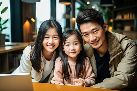 欢乐亚洲家庭的共享时光背景图片