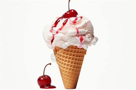 冰凉解渴的樱桃冰淇淋背景图片