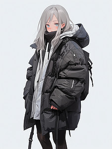 冬季服饰冬季潮流二次元服饰的女孩插画