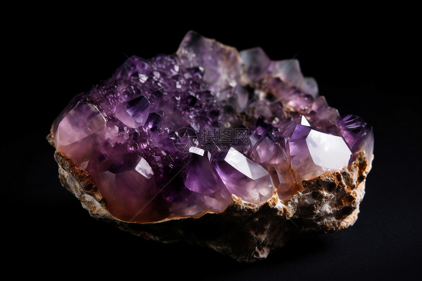 闪耀发光的紫水晶簇图片