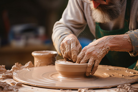 传统工艺的陶器大师背景图片