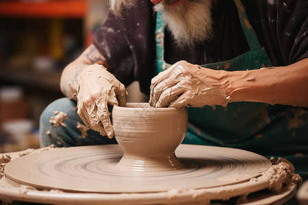 手工陶艺的艺术家背景图片