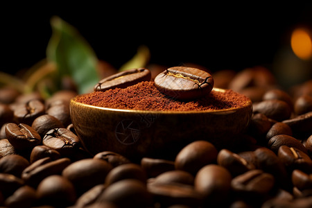 新鲜研磨的咖啡豆背景图片