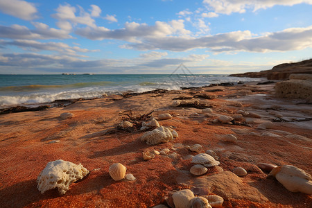 壮观的岩石沙滩景观背景图片
