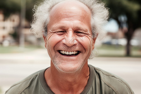 慈祥微笑的外国老年男子背景图片