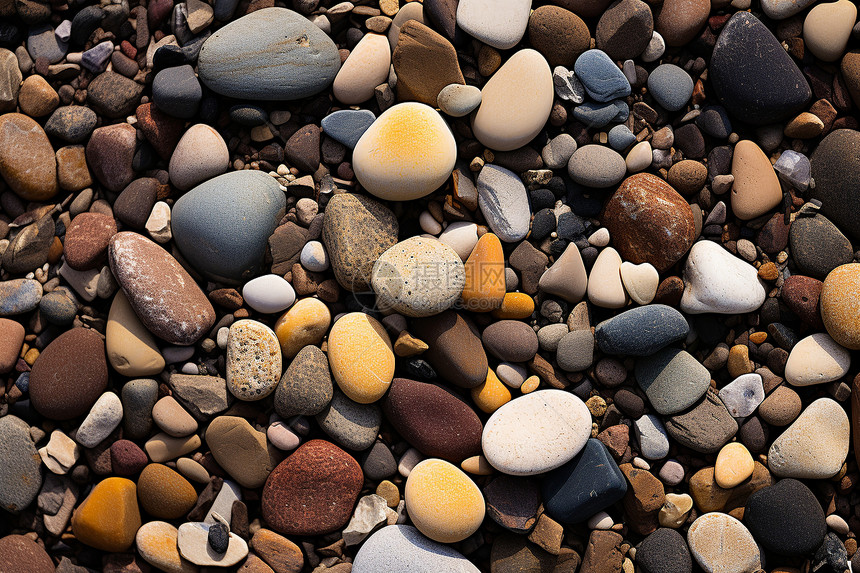 天然鹅卵石的沙滩图片