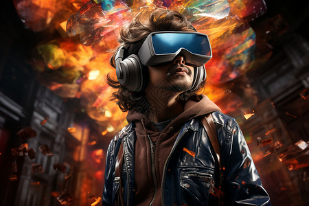 虚拟现实技术VR眼镜背景图片