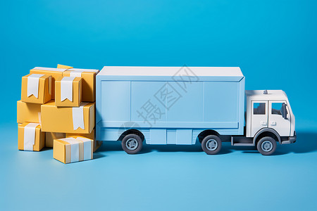送餐上门运输货物的卡车插画