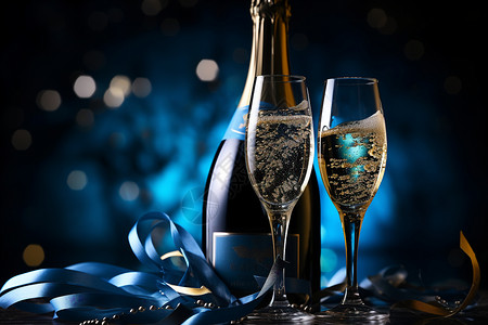 庆祝宴会上的香槟酒高清图片