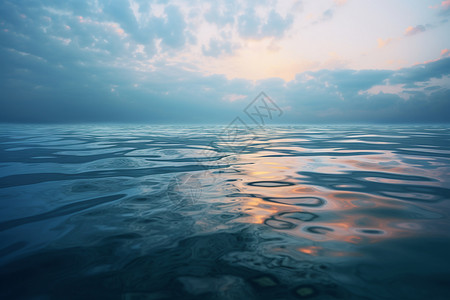 晨曦中水波荡漾的海洋景观背景图片