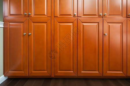 复古橙色的木质收纳柜背景图片