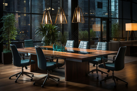 简洁现代木饰的会议室高清图片
