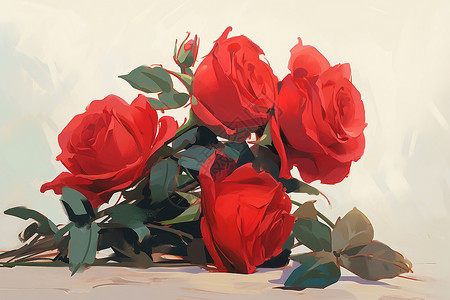 精致浪漫的红色玫瑰花束背景图片