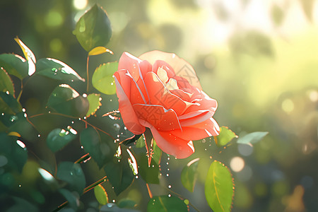 带露珠的玫瑰露珠点缀下的玫瑰花园插画