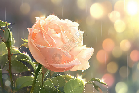 花园中绽放的玫瑰花朵背景图片