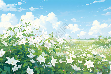 花香四溢的茉莉花园插画
