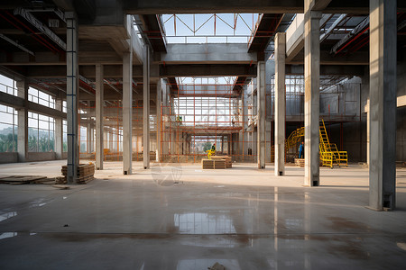 厂房场景混凝土结构的工业厂房背景
