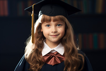 穿幼儿园毕业礼服的小女孩高清图片