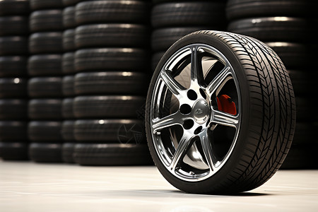 轮毂素材制造的轮胎背景