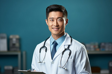 医生微笑的男性医生背景图片