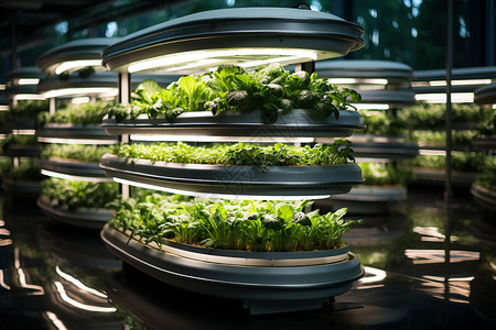韭菜温室智能温室里面种植的植物设计图片