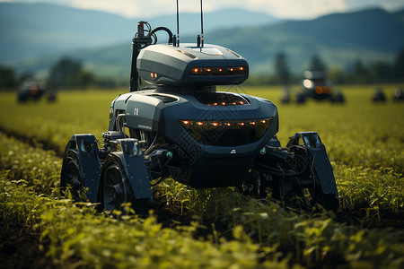 农田里面智能的机械设备背景图片