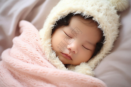 沉睡的可爱新生婴儿背景图片