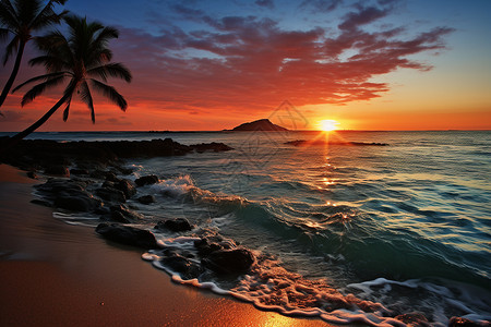 海岛日落背景图片
