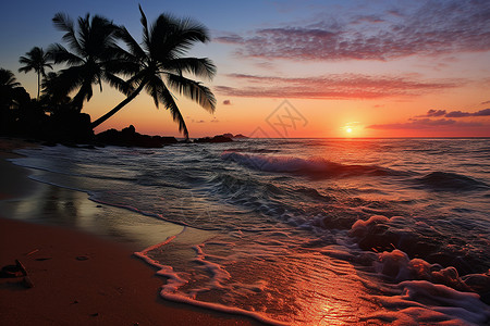 日落夏威夷夏威夷日落海滩背景