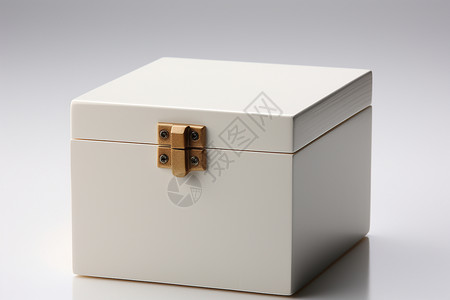 金属箱子白盒子上的金属扣件背景