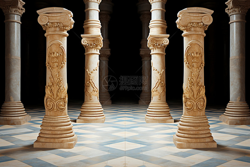 古老建筑柱子图片