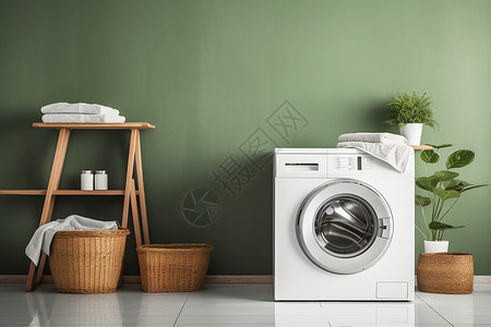 科技卫生家中的洗衣机背景