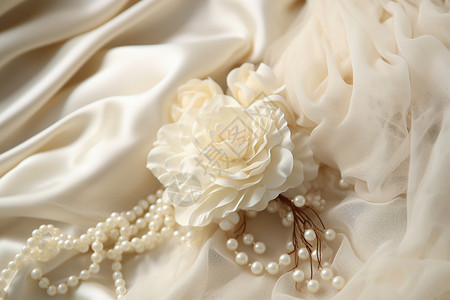 珠子绣花素材丝绸的浪漫绣花背景