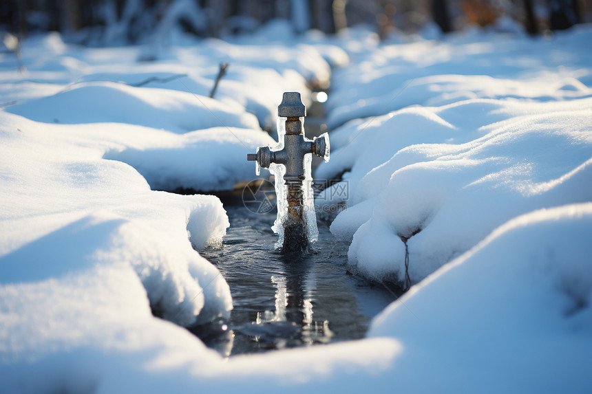 冰雪交织的水道图片