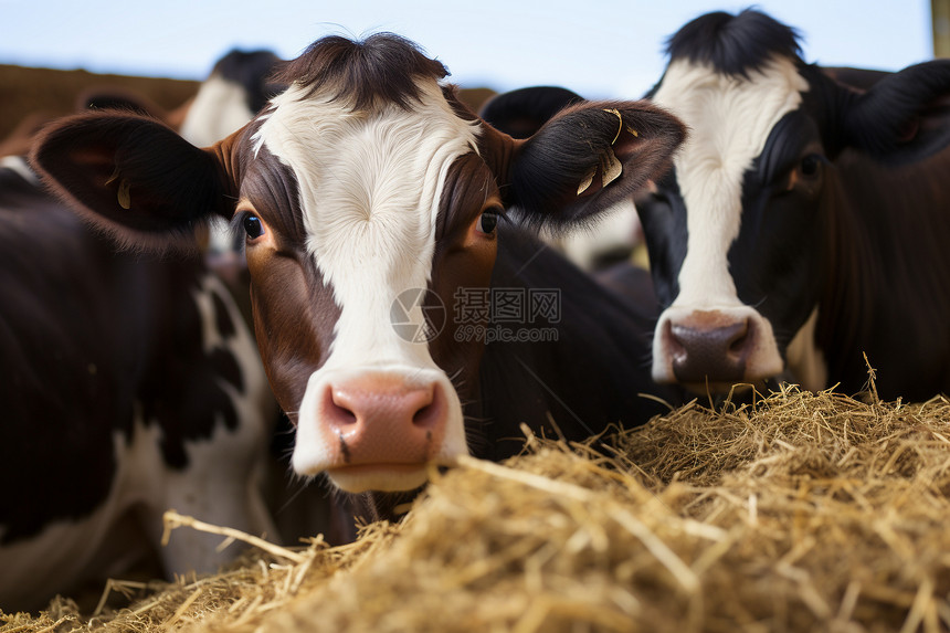 农场中放牧的牛群图片