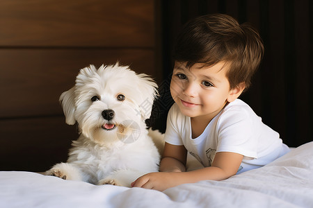 孩子和狗狗背景图片