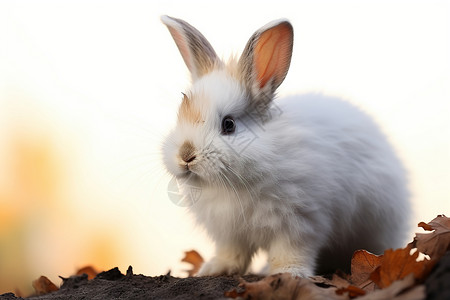 一只白兔背景图片