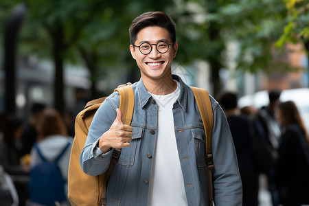 男生背包背包的大学生背景