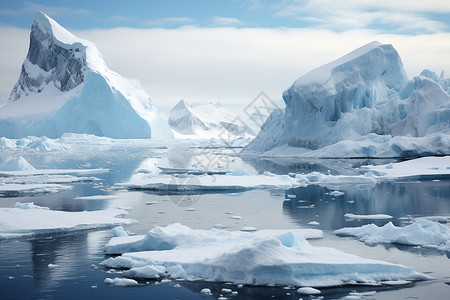 户外壮丽的冰川和冰山背景图片