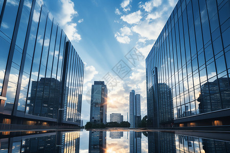 金融区的摩天大楼建筑背景图片