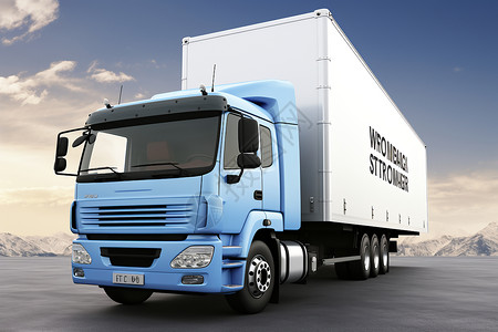 物流中心运输货物的卡车背景图片